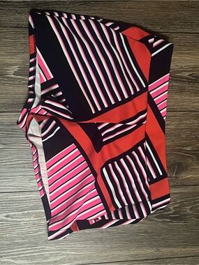 Express Women's Bold Stripe Print Shorts in Black, Pink & Red with matching top